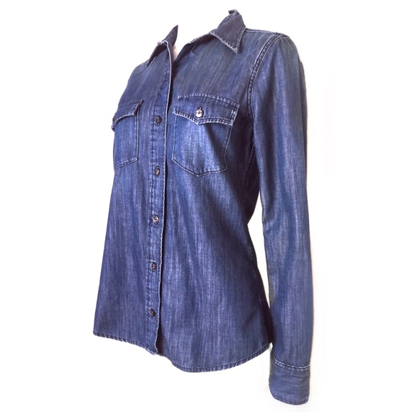 AG Jeans Button Down Long Sleeve Denim Shirt - Picture 2 of 5